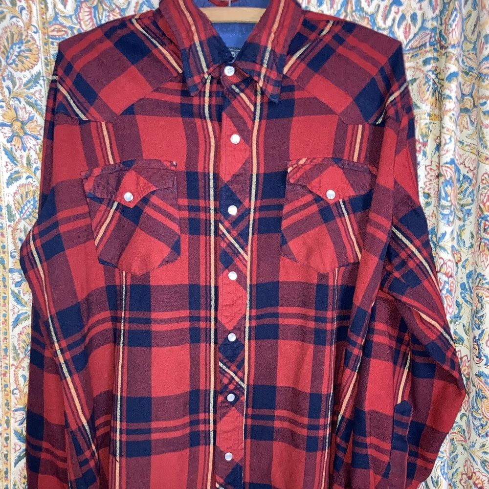Vintage Snap Button Flannel Shirt